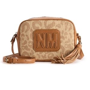 NWT Nicole Miller Brown and Cream Crossbody Bag